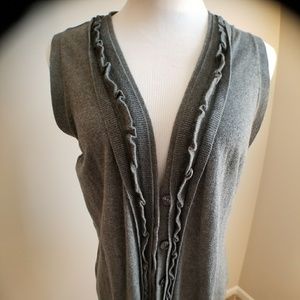 Medium gray sleeveless cardigan
